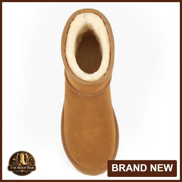 Women's Genuine Suede Ankle Boots with Faux Fur Lining Winter Snow Booties - Picture 6 of 8